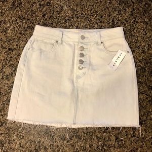 PacSun Denim Frayed Mini Skirt Button Fly 26 NWT